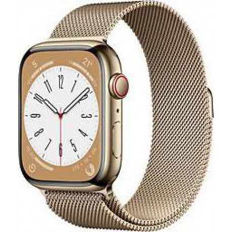 Apple Watch Montre connectée 45mm Acier Or/Boucle Or Mil Series 8 Cell