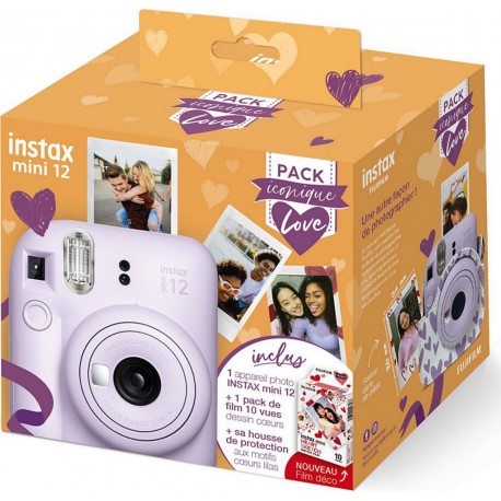 Fujifilm Appareil photo Instantané Intax Mini 12 Lilas Pack iconique Love